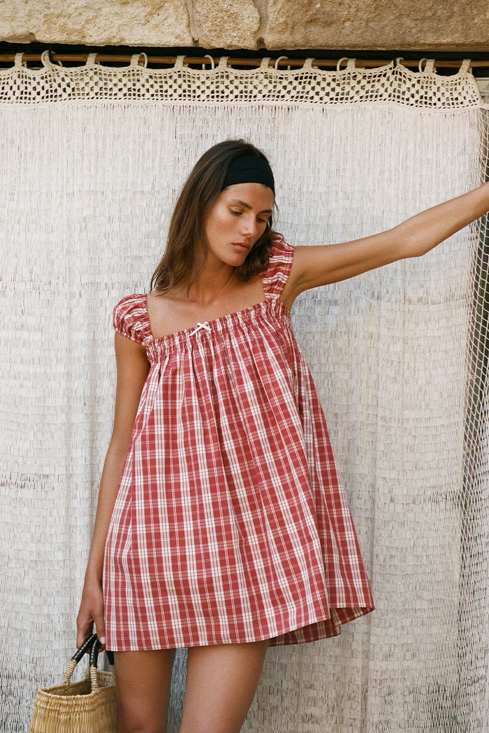 Belinha Mini Dress Ines Check Terra Rosso - Image 2