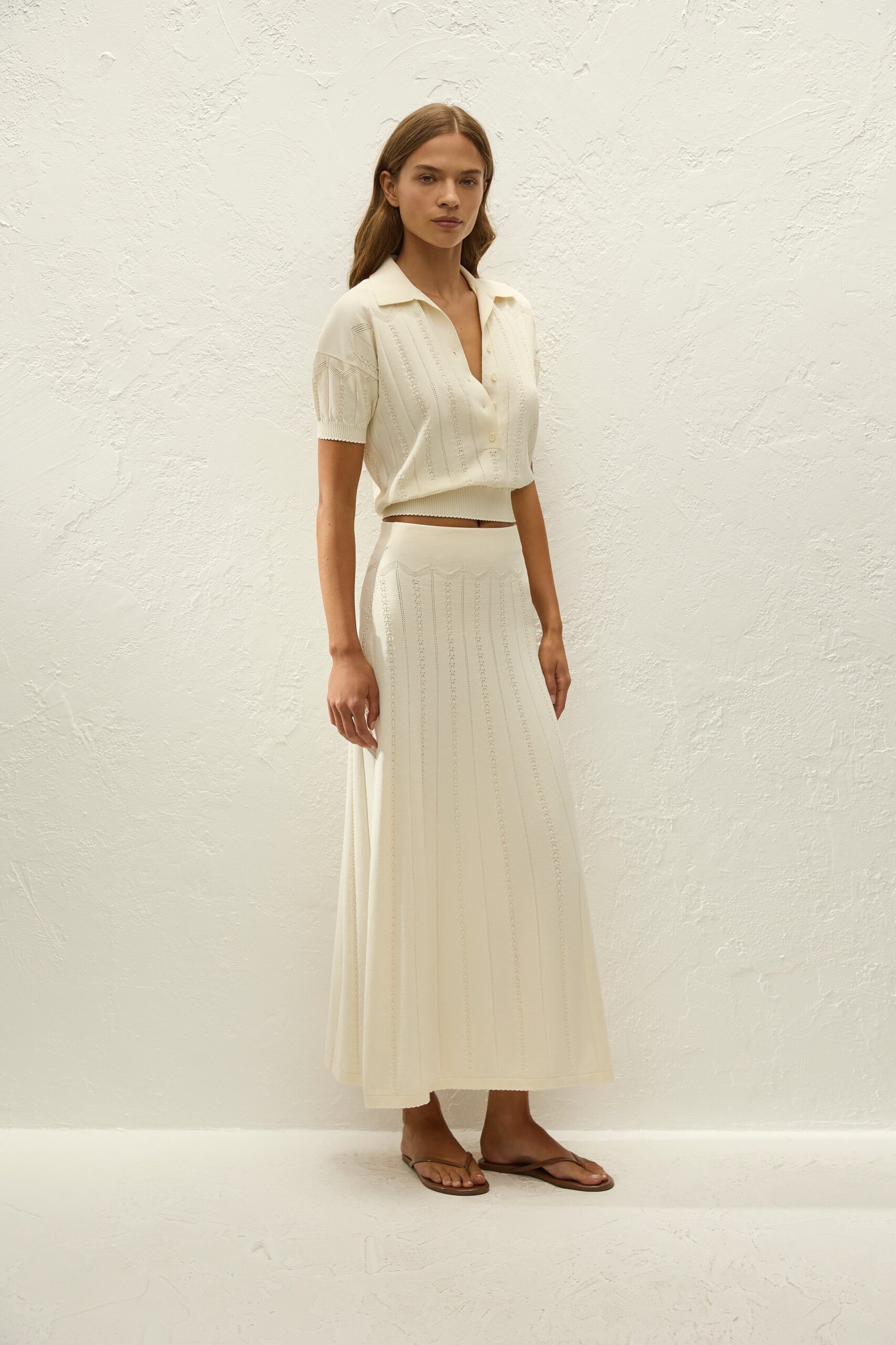 Mieralla Maxi Skirt Maja Pointelle Vintage White - Image 3