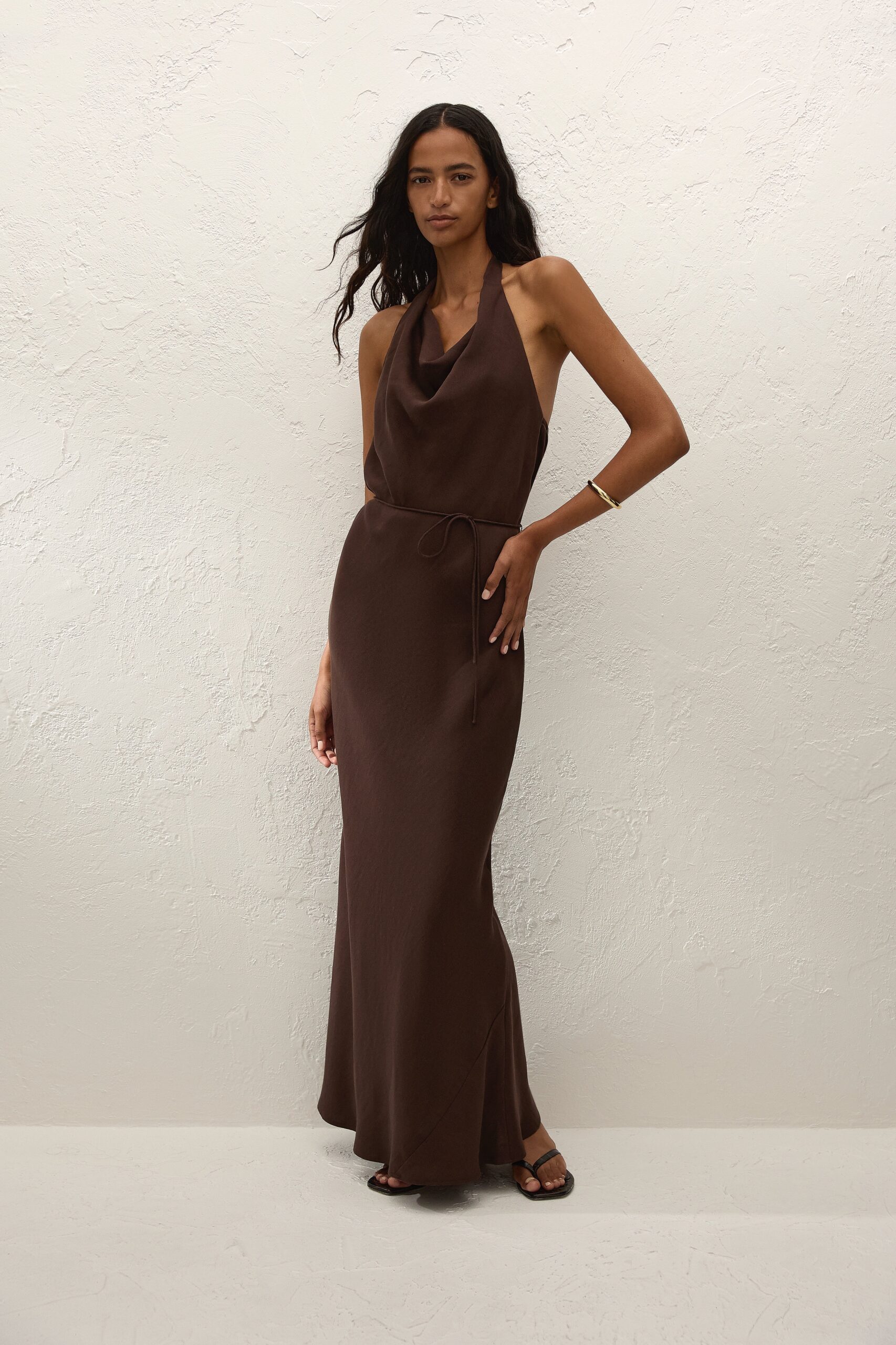 Izaro Maxi Dress Chocolate - Image 3