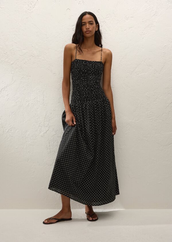 Mira Maxi Dress Lola Polka Dot Black Off White