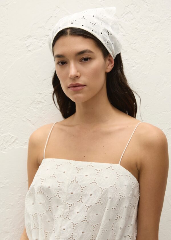 Paloma Head Scarf Dolce Broderie White