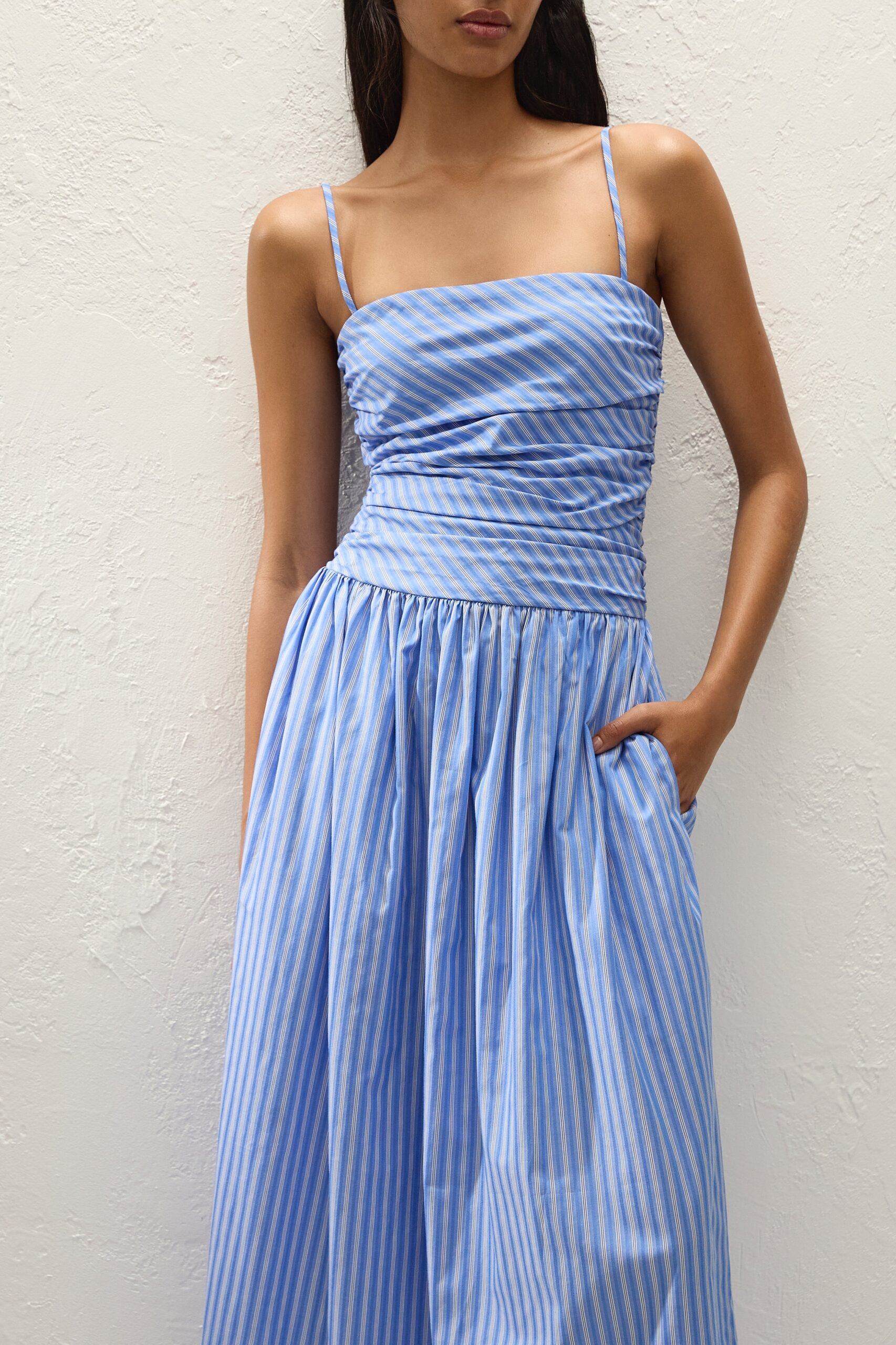 Portlligat Maxi Dress Joao Stripe Azulejo Blue - Image 2