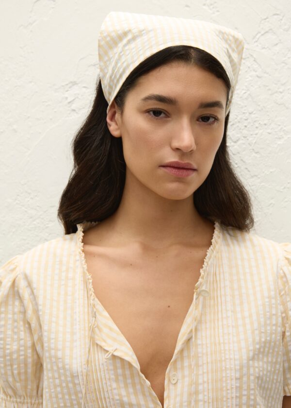 Lucia Head Scarf Butter Textured Gingham