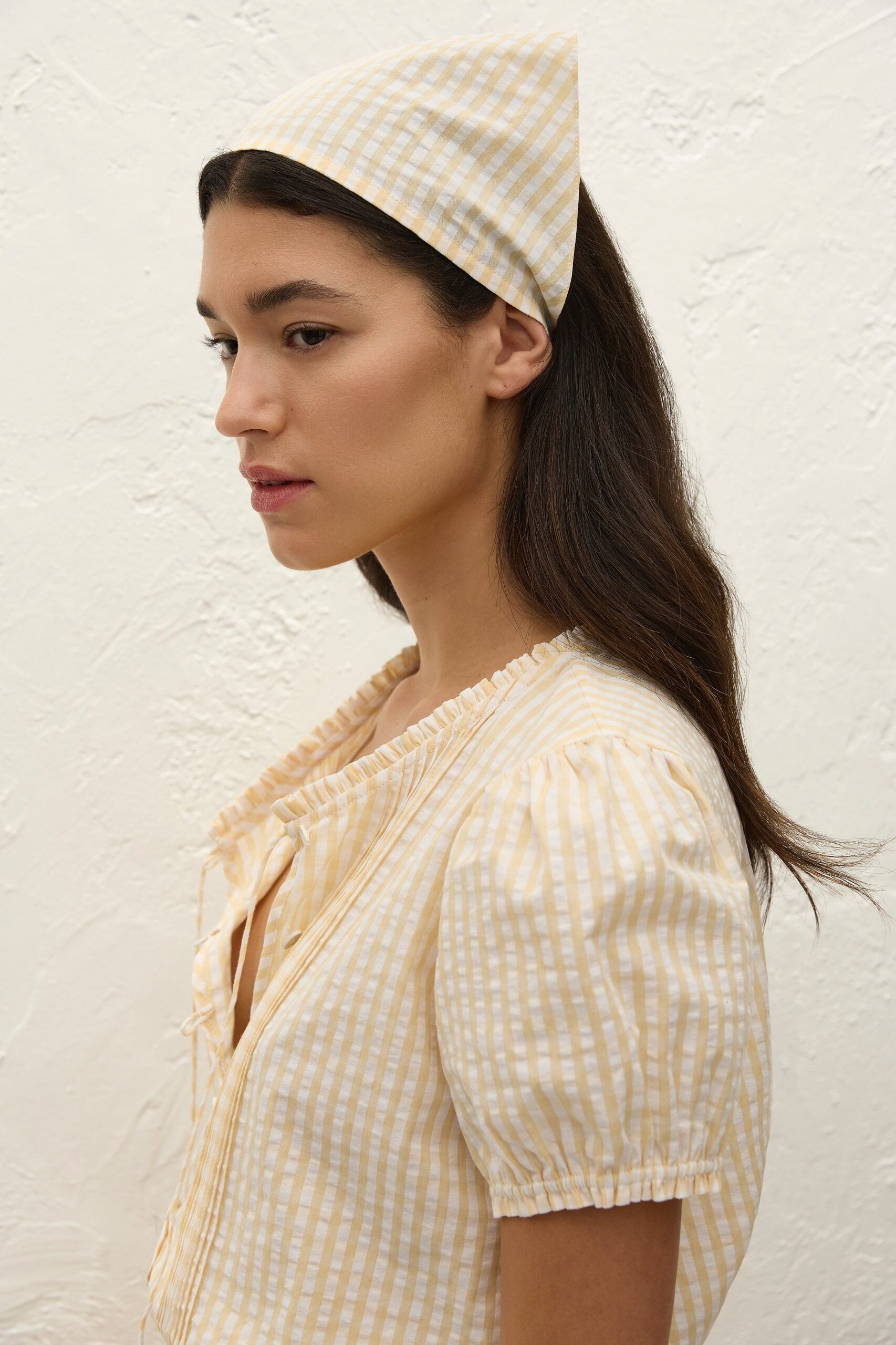 Lucia Head Scarf Butter Textured Gingham - Image 2