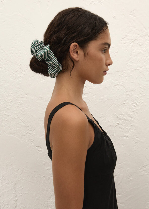 Hair Scrunchie Green Stripe