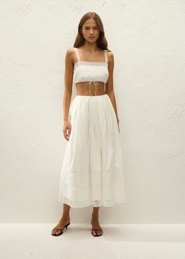 Lyon Midi Skirt Ixora Lace White