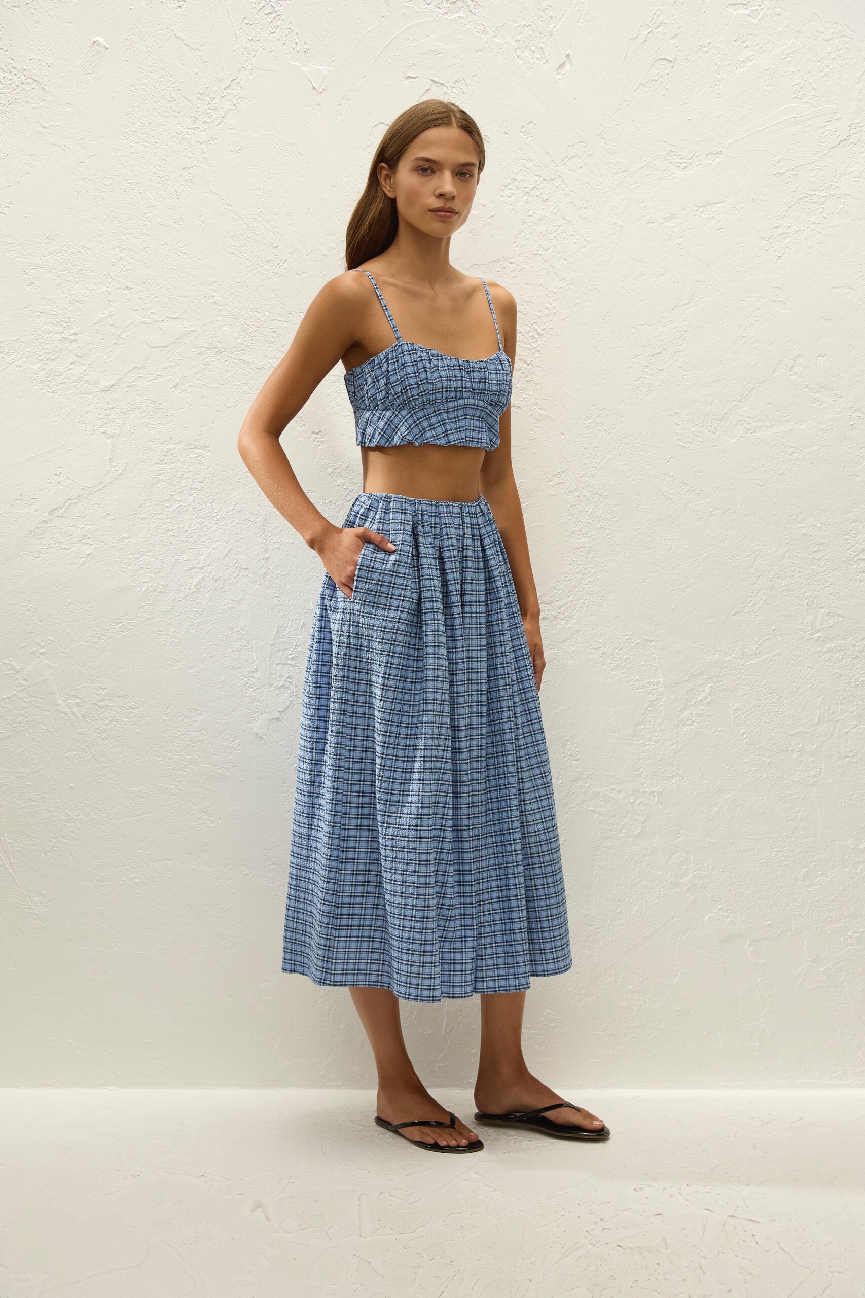 Agora Skirt Vintage Blue Check - Image 3