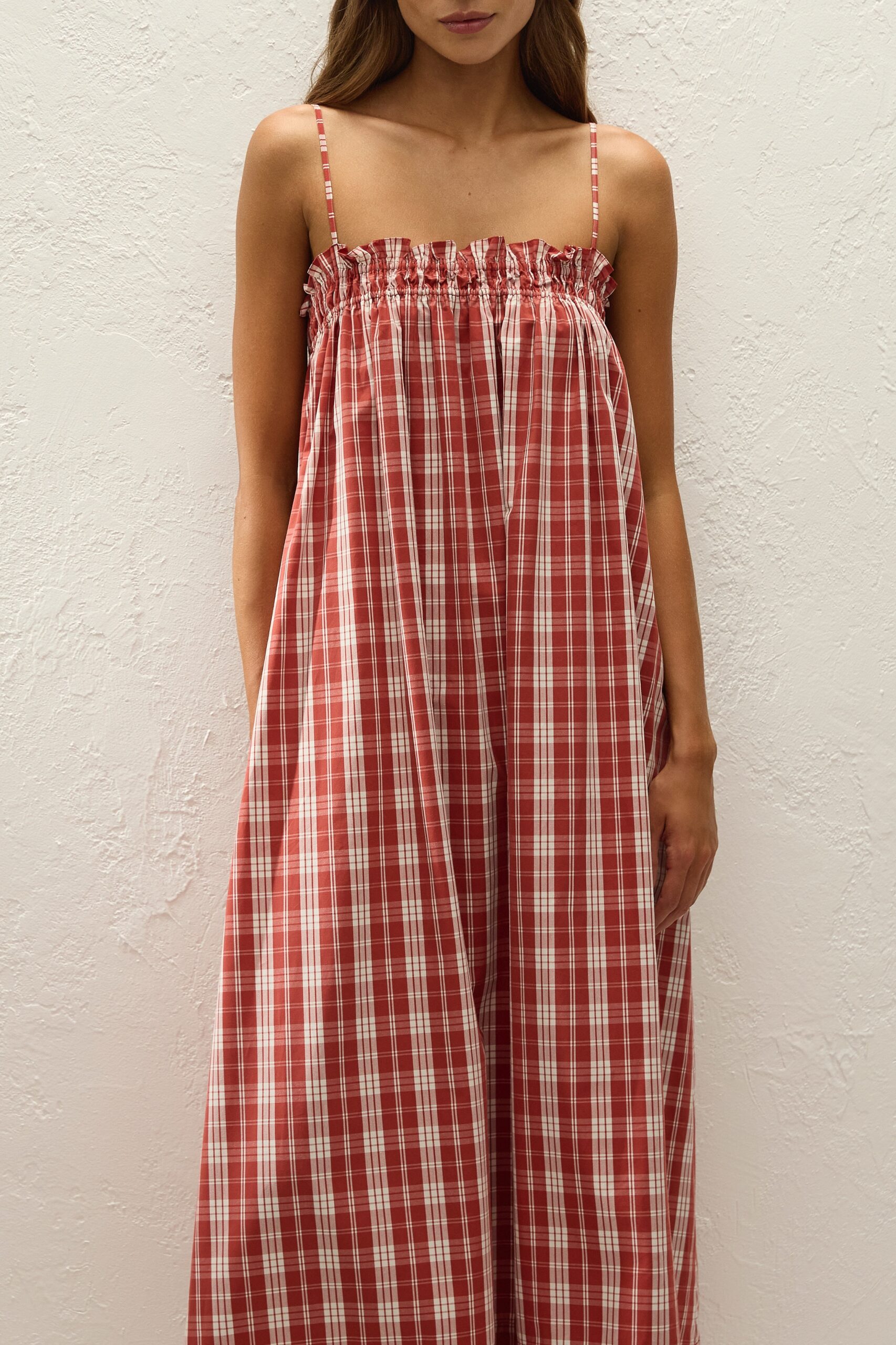 Gerta Midi Dress Ines Check Terra Rosso - Image 2