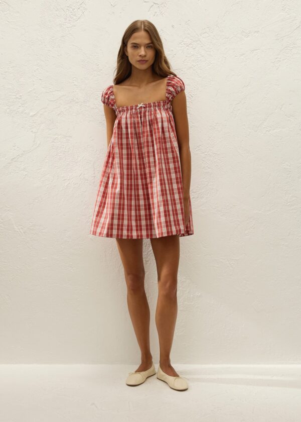 Belinha Mini Dress Ines Check Terra Rosso