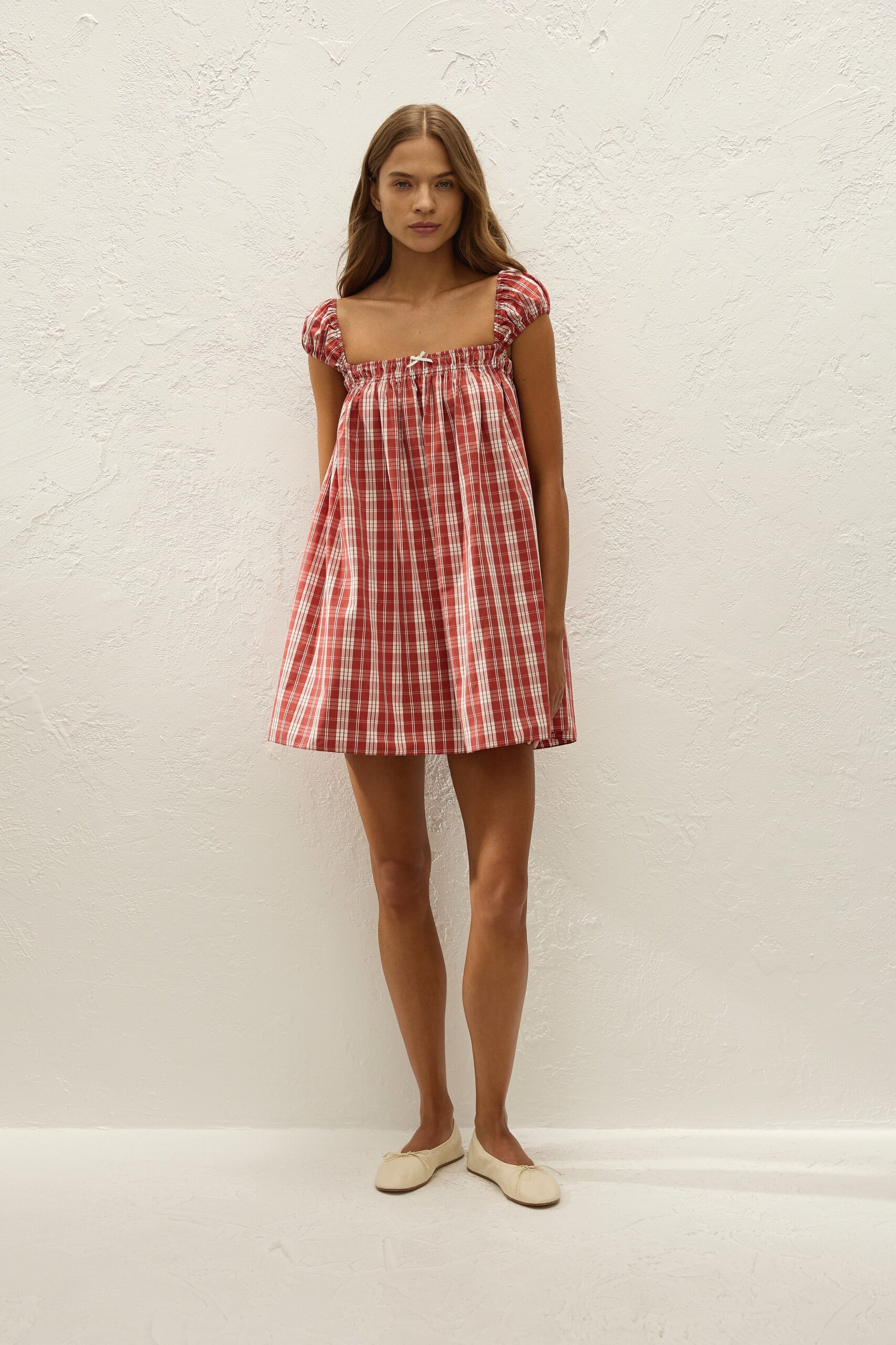 Belinha Mini Dress Ines Check Terra Rosso