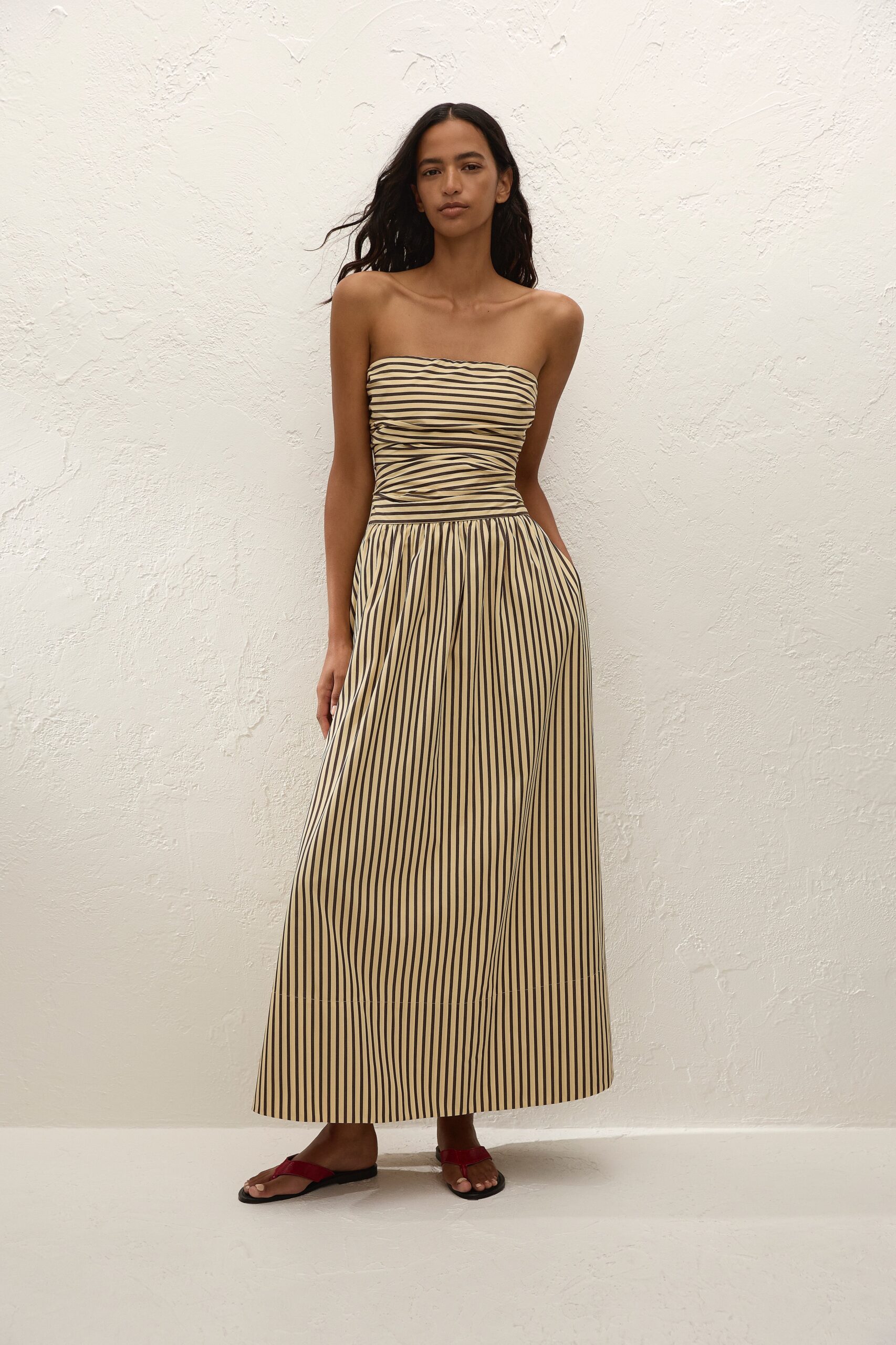 Vera Maxi Dress Carmen Stripe Sand Cedar