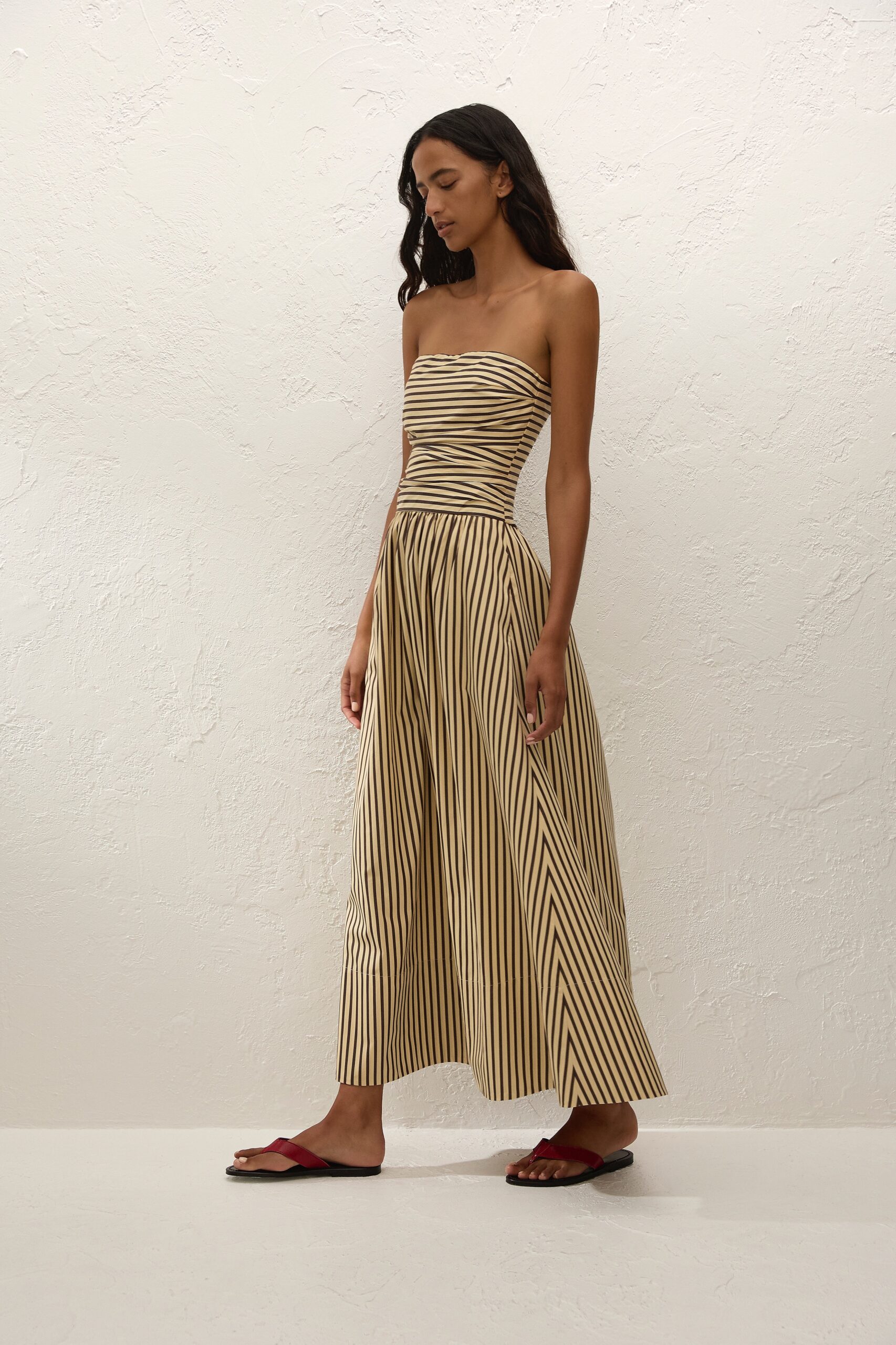 Vera Maxi Dress Carmen Stripe Sand Cedar - Image 3