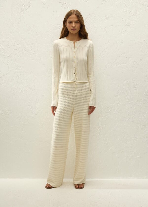 Selly Cardigan Maja Pointelle Vintage White