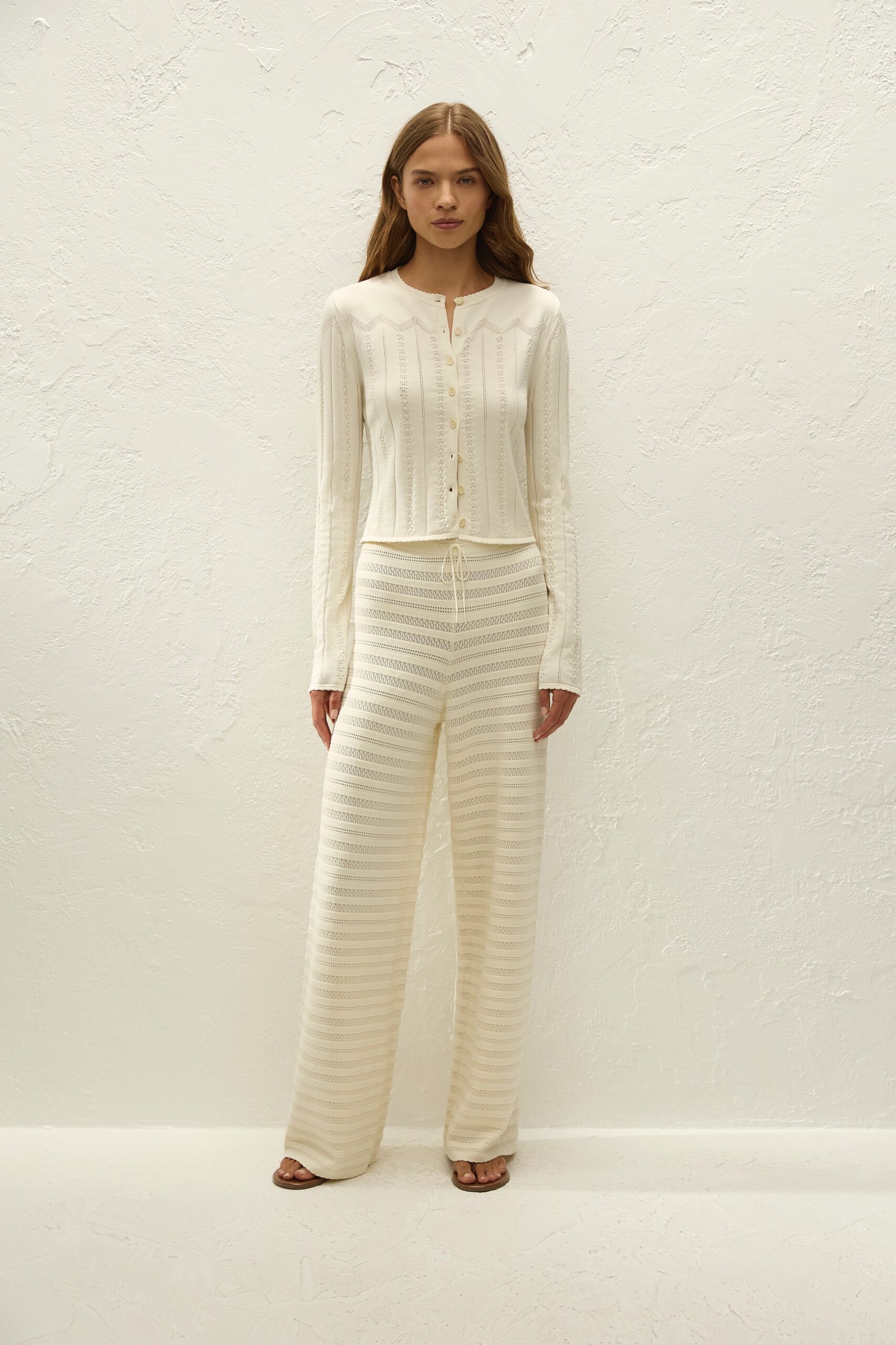 Selly Cardigan Maja Pointelle Vintage White