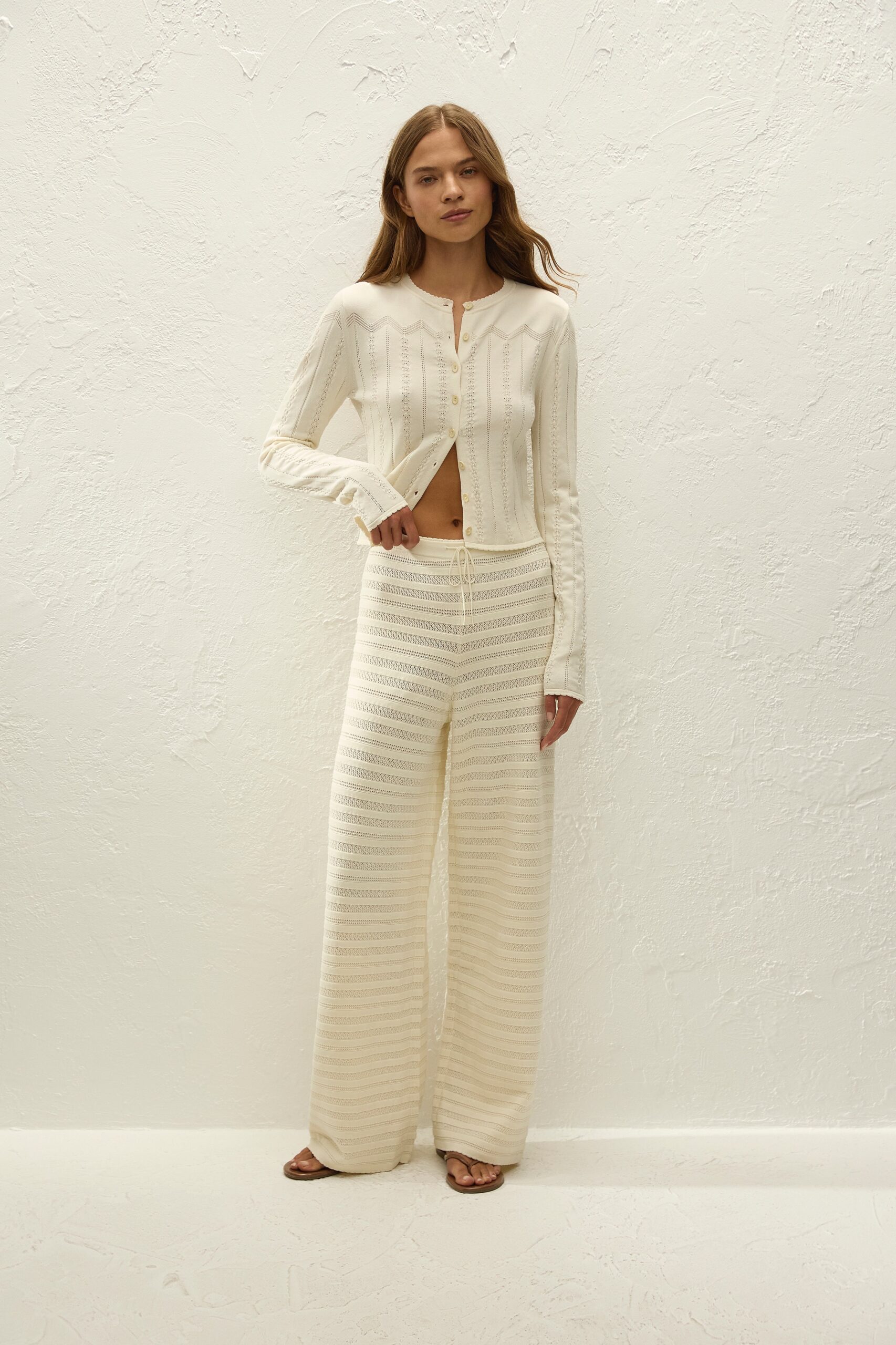 Selly Cardigan Maja Pointelle Vintage White - Image 3