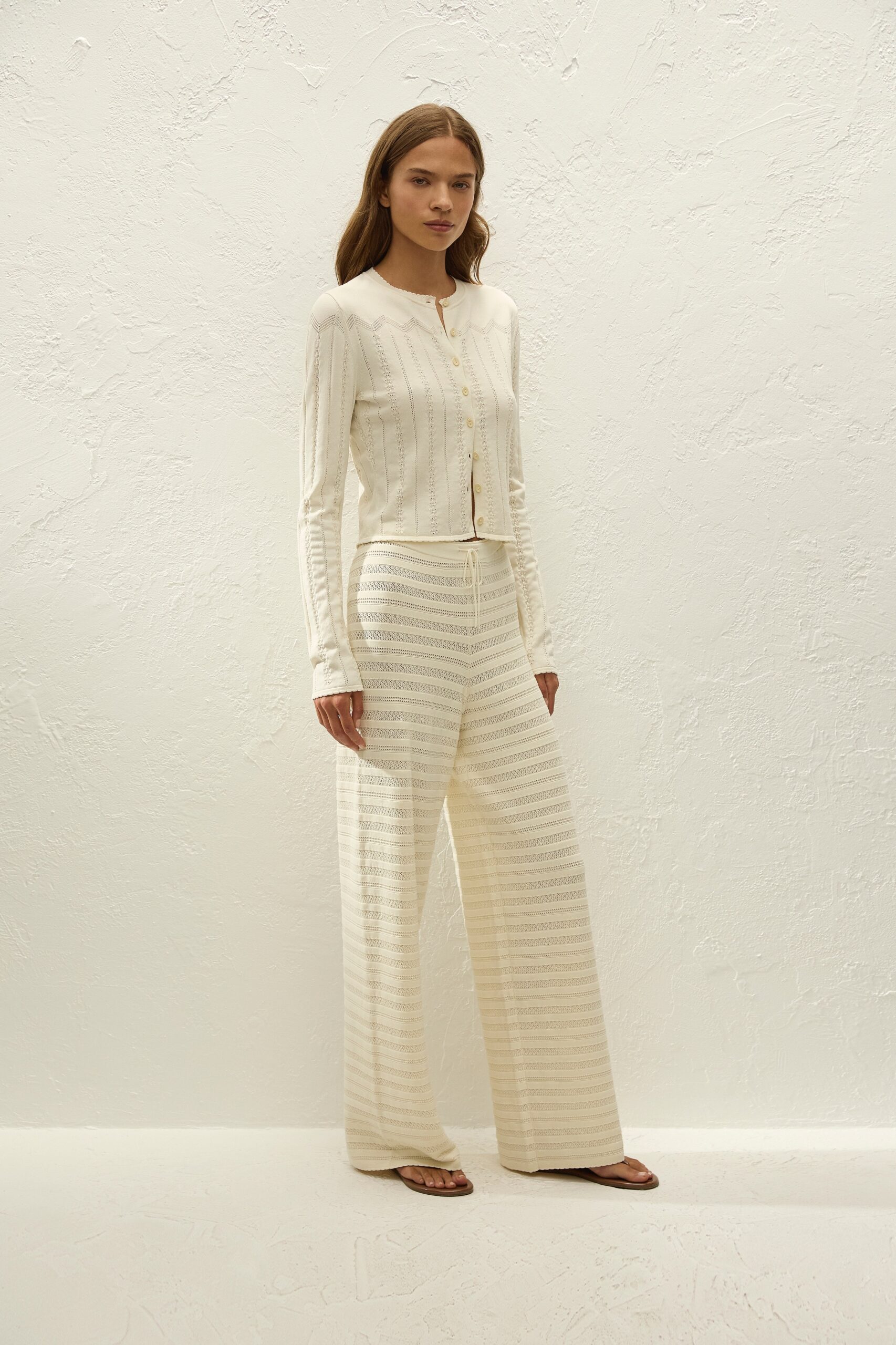 Tanya Pant Ida Pointelle Vintage White - Image 3