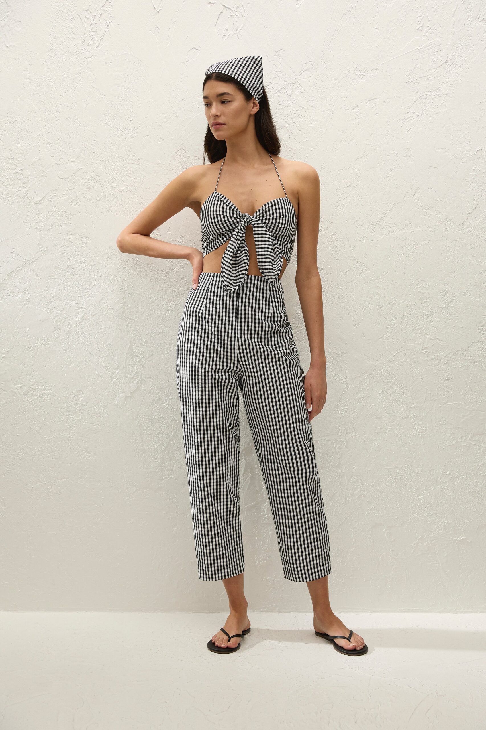 Claudine Pant Black Textured Gingham - Final Sale